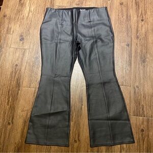 Black Faux Leather Flare Pants XL NWOT